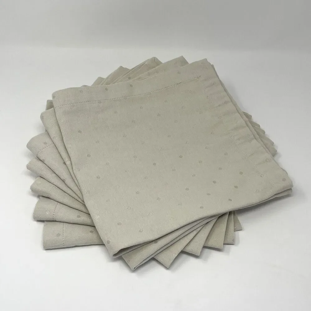 Kate Spade Larabee Polka Dot Cloth Napkins Neutral Tan Khaki 18” Set Of 7
